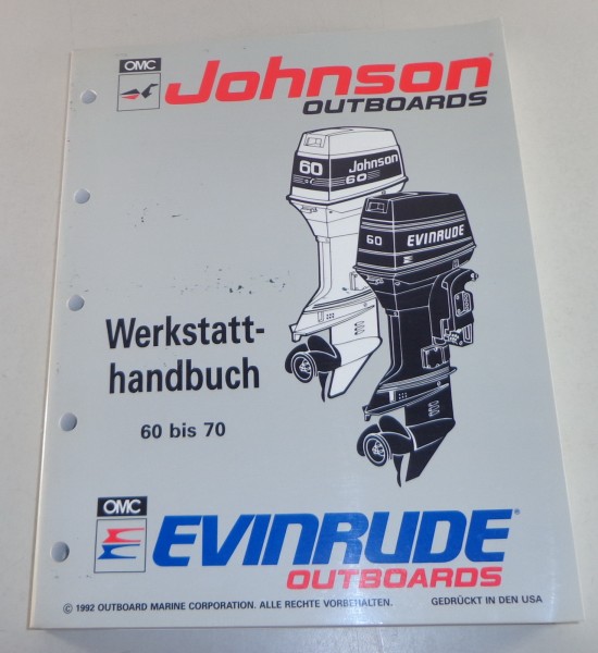 Werkstatthandbuch Johnson Bootsmotor Außenborder 60, 65, 70 PS von 1992