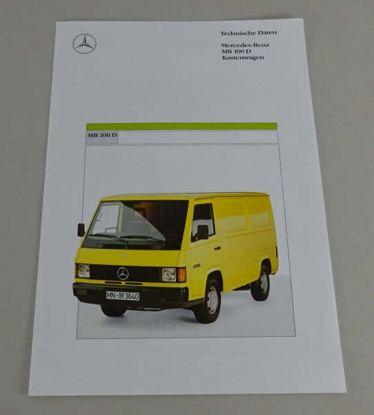 Prospekt / Technische Daten Mercedes-Benz MB 100 D Kastenwagen Stand 11/1990