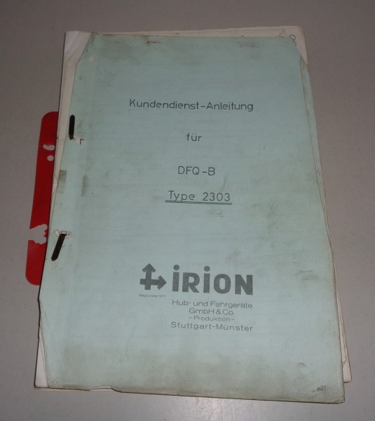 Schulungsunterlage Irion Gabelstapler DFQ-B Type 2303