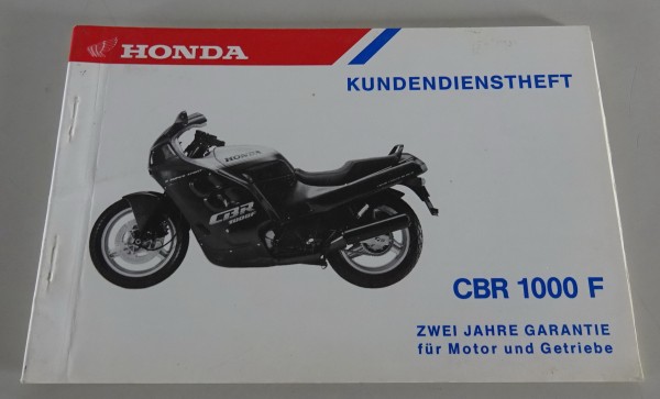Scheckheft / Kundendienstheft Honda CBR 1000 F Stand 09/1987