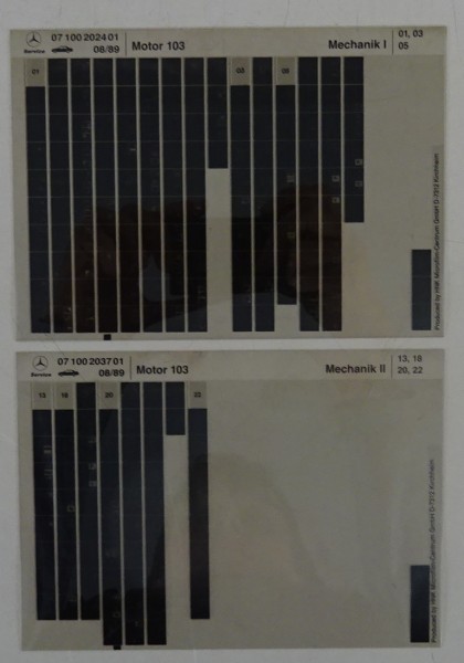 Microfich Teilekatalog Mercedes-Benz Benzin-Motor M 103 Mechanik Stand 08/1989