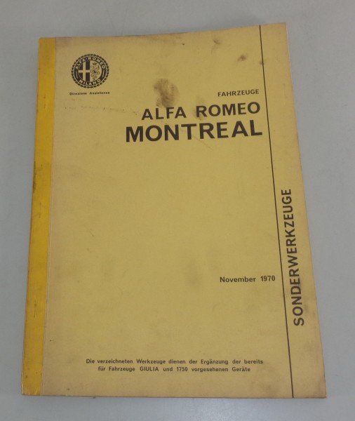 Spezialwerkzeug Katalog Alfa Romeo Montreal von 11/1970