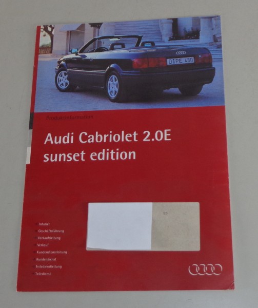 Produktinformation / Fahrzeugvorstellung Audi Cabriolet 2.0E von 03/1994