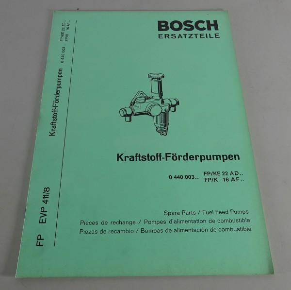 Teilekatalog Bosch Kraftstoff-Förderpumpen 0 440 003.. Stand 05/1969
