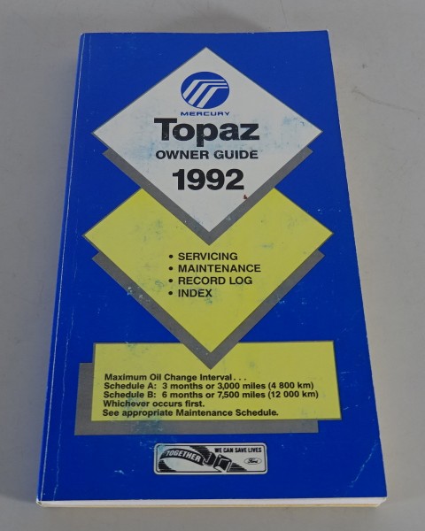 Owner´s Manual / Handbook Mercury Topaz Stand 1992