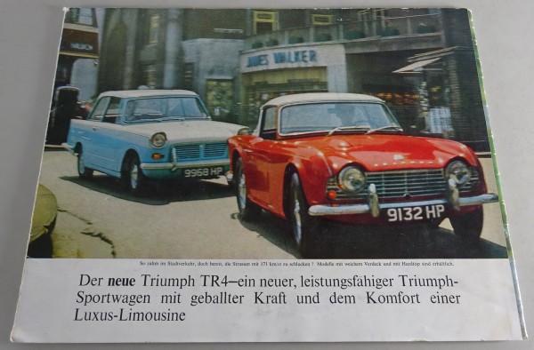 Prospekt / Broschüre Triumph TR 4 Stand 02/1962 Deutsch