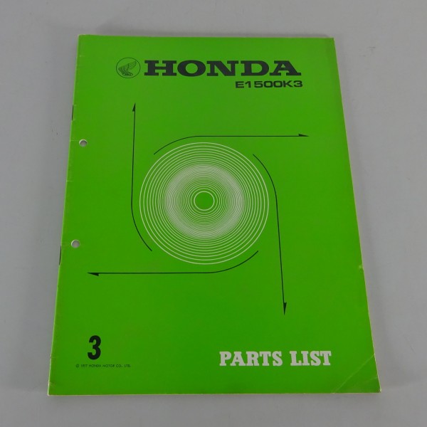 Parts Catalog / Parts List Honda Generator E 1500 K3 from 1975