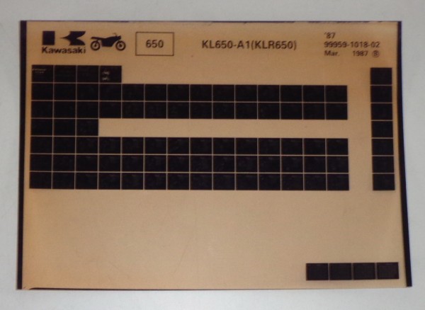 Microfich Ersatzteilkatalog Kawasaki KLR 650 KL 650 A1 Model 1987 von 03/87