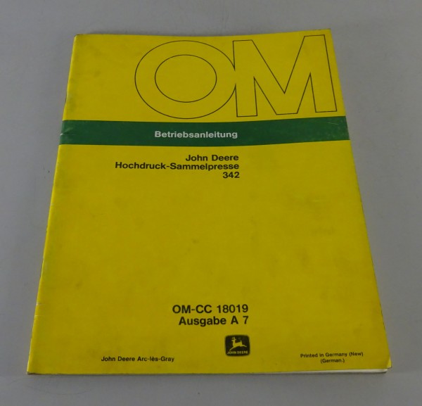 Betriebsanleitung / Handbuch John Deere Hochdruck-Sammelpresse 342