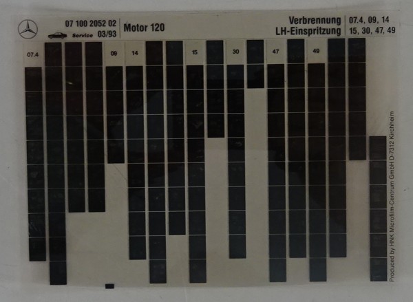 Microfich Teilekatalog Mercedes-Benz M 120 Verbrennung LH - Einspritzung 03/1993