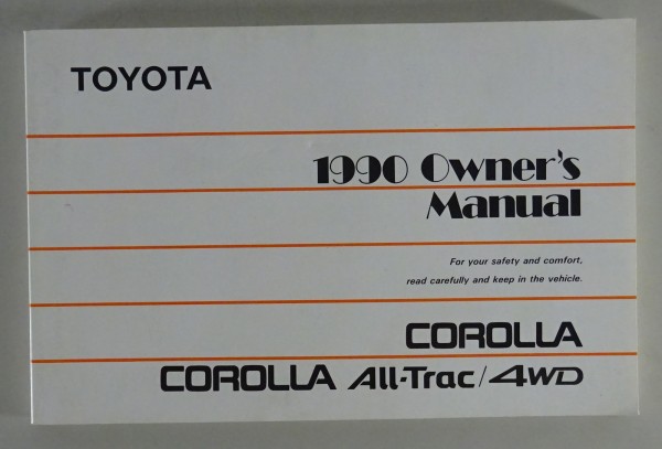 Owners Manual / Handbook Toyota Corolla + Alltrack / 4WD / Tercel from 1990