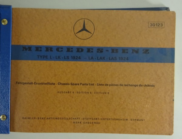 Teilekatalog Mercedes-Benz LKW Typ 1924 L, LK, LS, LA, LAK, LAS von 1971 (30123)