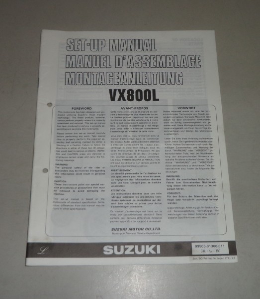 Montageanleitung / Set Up Manual Suzuki VX 800 Stand 01/1990