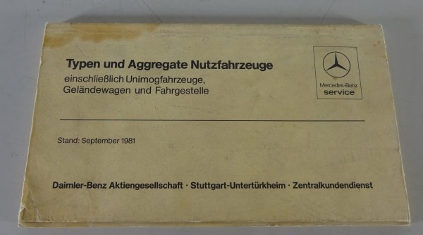 Datenbuch Mercedes-Benz G-Modell W460 / Transporter / LKW / Unimog Stand 9/1981