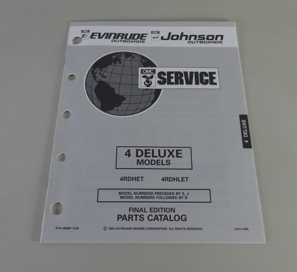 Teilekatalog Johnson Evinrude Außenborder / Outboards 4 Deluxe Models Stand 1993