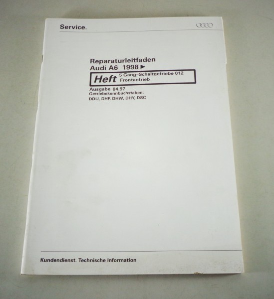 Werkstatthandbuch Audi A6 C5 Getriebe 5-Gang Schaltgetriebe 012 Frontantr. 1998