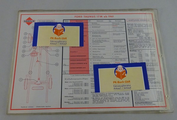 Gasolin Schmierplan für Ford Taunus 17M P3 Badewanne ab Baujahr 1961