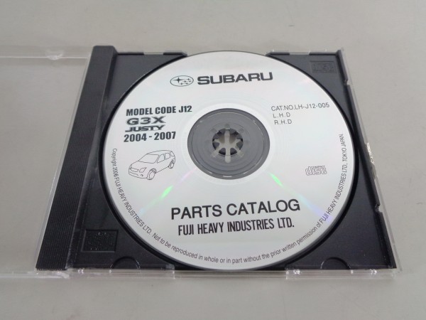 Teilekatalog / Parts Catalog auf CD Subaru Justy G3X Modell J12 2004-2007