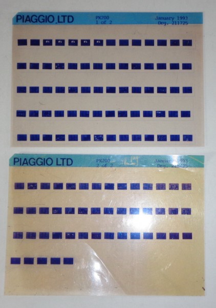 Microfich Ersatzteilkatalog Parts Catalogue Set Piaggio LTD PX 200 Stand 01/93