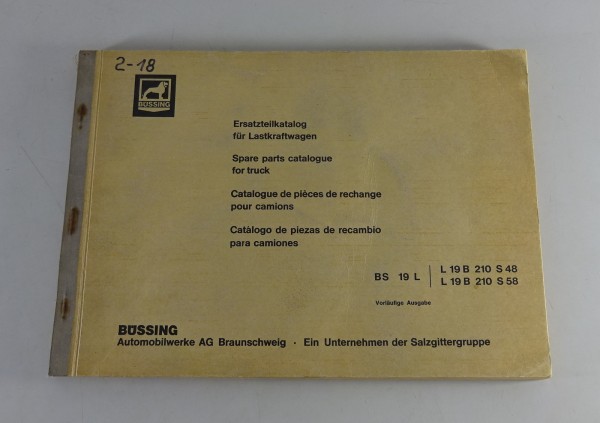 Teilekatalog / Ersatzteilliste Büssing BS 19 L Bj. 1968