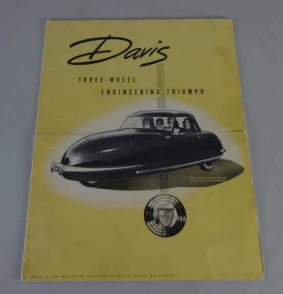 Prospekt / Broschüre / Brochure Davis Divian Three-Wheel Car Stand 1948