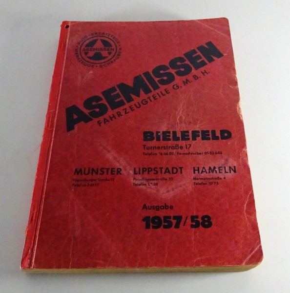 Katalog Asemissen Fahrzeugteile GmbH PKW / Motorräder / Roller von 1957