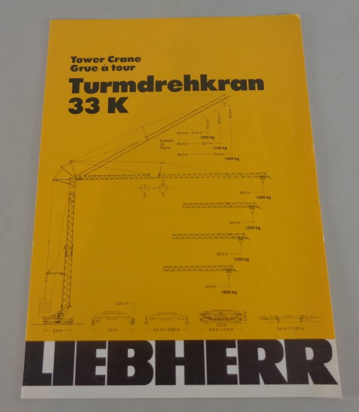 Datenblatt / Technische Beschreibung Liebherr Turmdrehkran 33 K von 05/1982