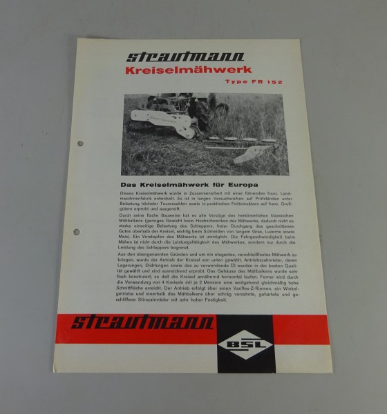 Prospektblatt / Broschüre BSL Strautmann Kreiselmähwerk Typ FR 152 Stand 1968