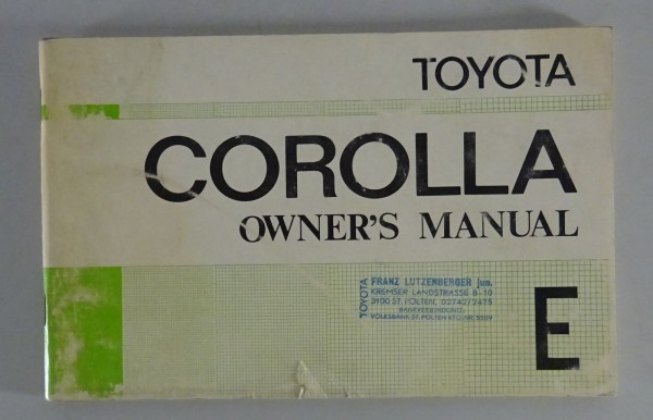 Owners Manual / Handbook Toyota Corolla from 02/1974