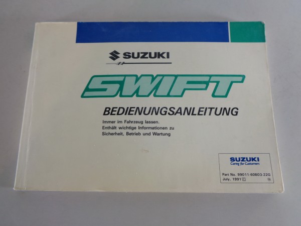 Betriebsanleitung / Handbuch Suzuki Swift Typ EA Stand 07/1991