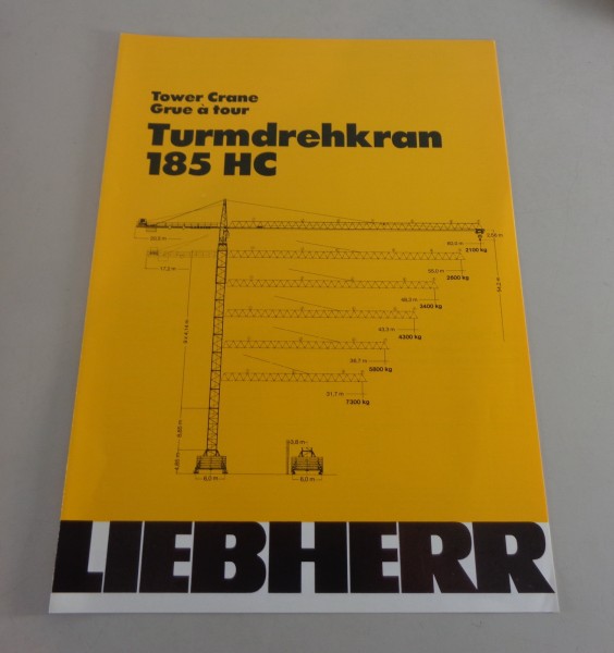 Datenblatt / Technische Beschreibung Liebherr Turmdrehkran 185 HC von 03/1983