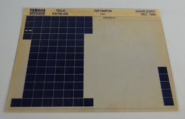 Microfich Ersatzteilkatalog Yamaha YZF 750 R ab 1993 (4HN1) Stand 12/1992