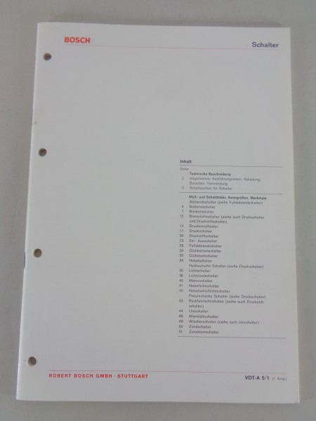 Ausrüstungskatalog / Technische Info Bosch Schalter von 02/1973