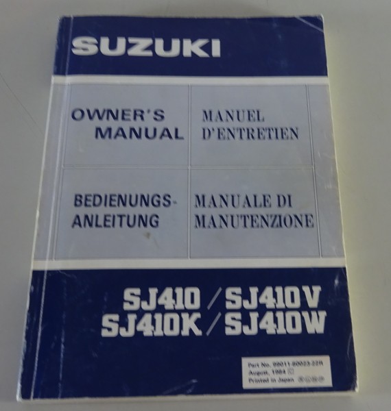 Betriebsanleitung / Handbuch | Suzuki SJ 410 / 410V / 410K / 410W | Stand 8/1984