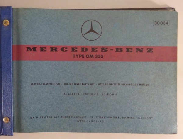 Teilekatalog / Parts Catalog Mercedes-Benz Motor OM 355 Stand 02/1968 (30084)