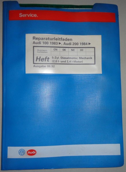 Werkstatthandbuch Audi 100 / 200 C3 5 Zyl. Dieselmotor (CN, DE, NC, 3D) ab 1983