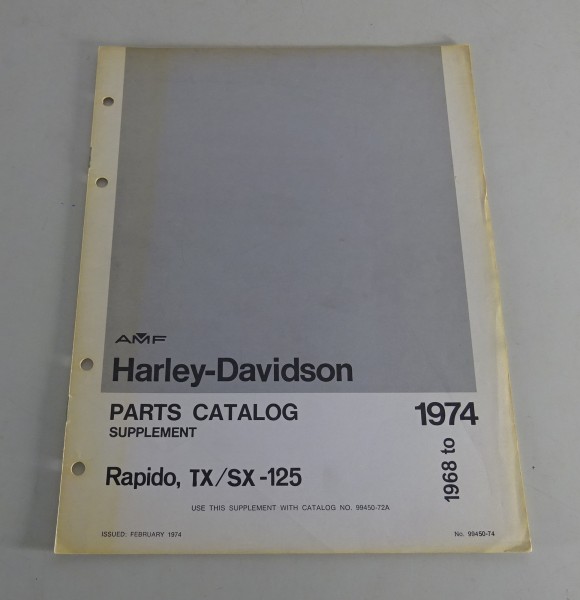 Parts catalog-Supplement Harley Davidson Rapido TX / SX-125 1968 - 1974