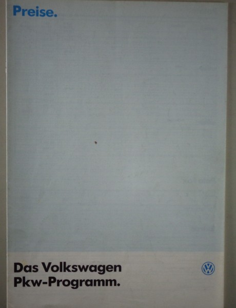 Prospekt / Broschüre VW Pkw-Programm Preise Stand 04/1985