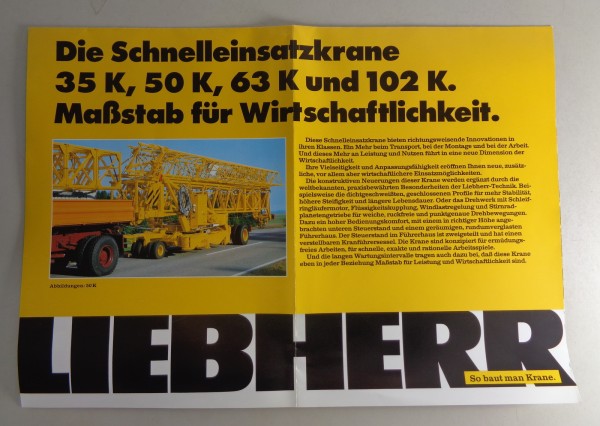 Prospekt Liebherr Die Schnelleinsatzkrane 35 K, 50 K, 63 K und 102 K von 03/1989