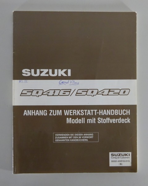 Werkstatthandbuch Nachtrag Suzuki Grand Vitara SQ416 / SQ420 Cabrio Stand 9/1998
