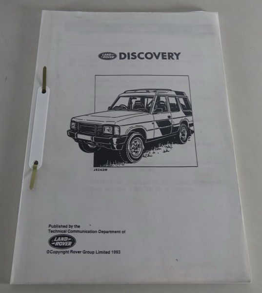 Schulungsunterlage Land Rover Discovery 2,5 Motor u. Elektrik Stand 1993