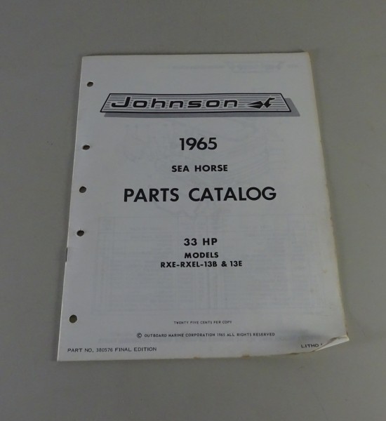 Teilekatalog OMC Johnson Outboards 33 PS Models Stand 1965