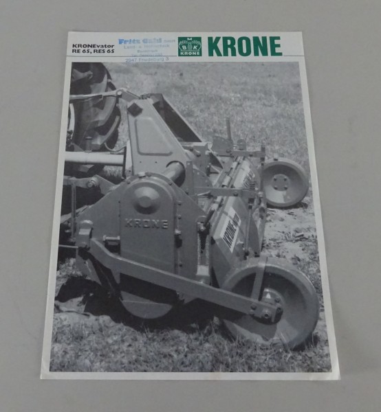 Prospektblatt / Broschüre Krone Ackerfräse / KRONEvator RE 65 + RES 65