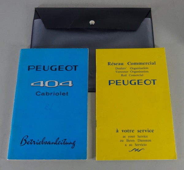 Bordmappe + Betriebsanleitung Peugeot 404 Cabrio + Coupé Vergaser Stand 07/1962