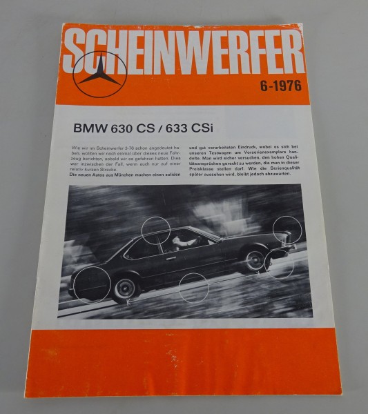 Magazin Scheinwerfer Mercedes-Benz vs. BMW E24 Konkurrenzvergleich Stand 06/1976