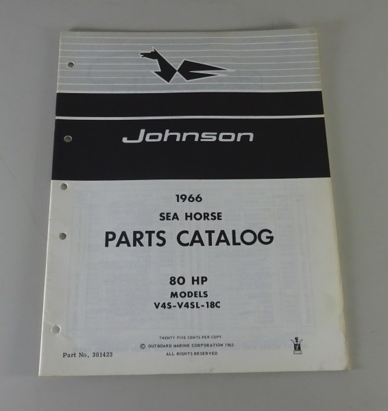 Teilekatalog OMC Johnson Outboards 80 PS Sea Horse Models von 1966