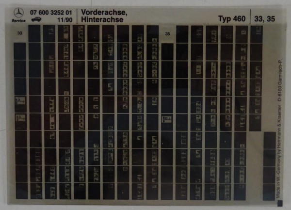 Microfich Werkstatthandbuch Mercedes-Benz G-Klasse W460 Vorderachse, Hinterachse