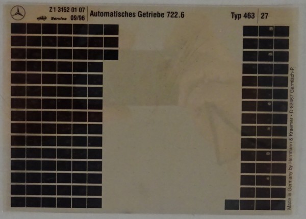 Microfich Werkstatthandbuch Mercedes G-Klasse W463 Automatisches Getriebe 1996