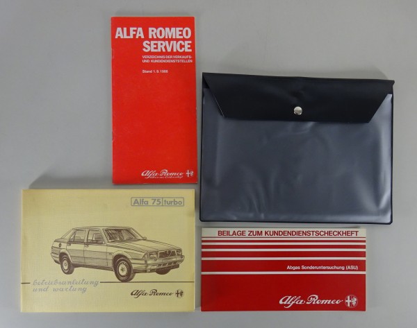 Bordmappe + Betriebsanleitung Alfa Romeo Alfa 75 Turbo Stand 04/1986