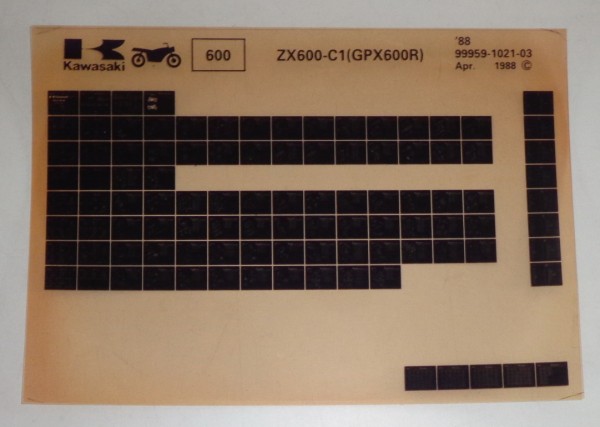Ersatzteilkatalog Kawasaki GPX 600 R ZX 600 C1 Model 1988 Stand 04/88
